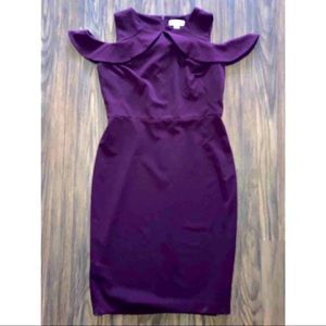 Calvin Klein plum dress with cold shoulder sleeve